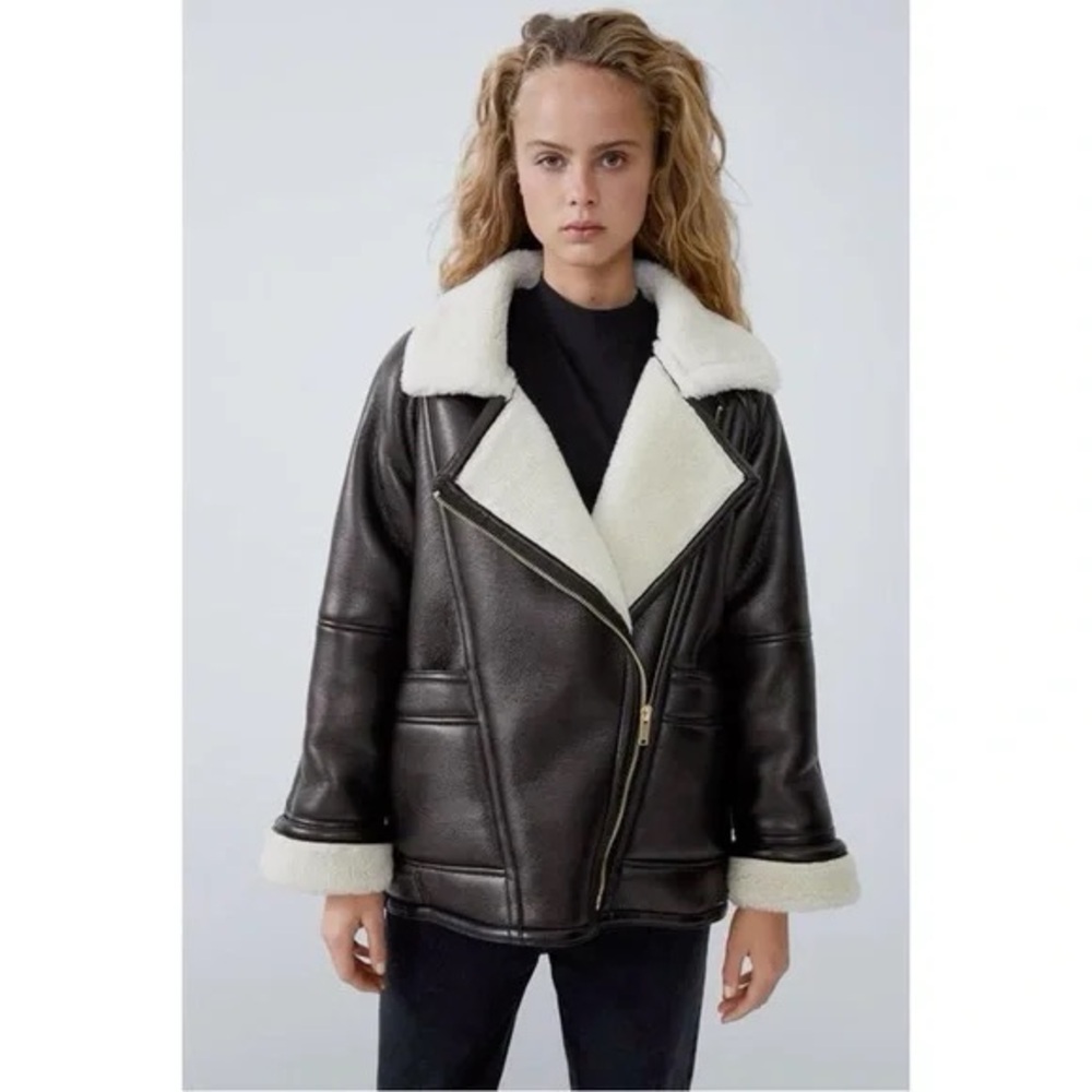 Zara shearling aviator jacket